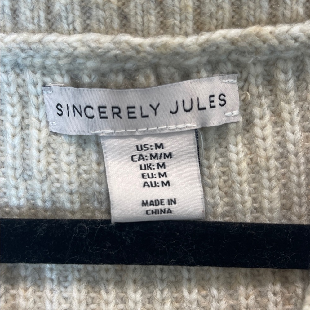 Sincerely Jules Cream V-Neck Cable Knit Sweater Vest - Picture 2 of 8